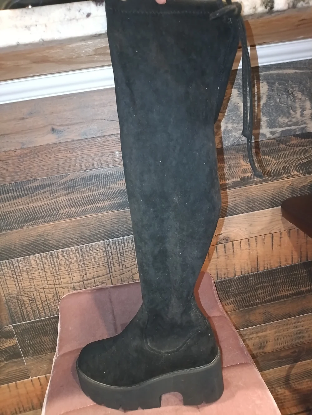 Black Over-the-Knee Platform Boots - Women